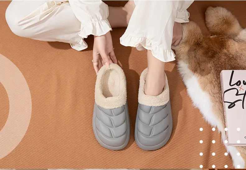 Cotton Slippers Men's Winter fleece-lined Warm Cotton Shoes Home Outdoor Two-Wear Waterproof Removeable Wool Slippers for Couples Baotou Slippers — feature 15