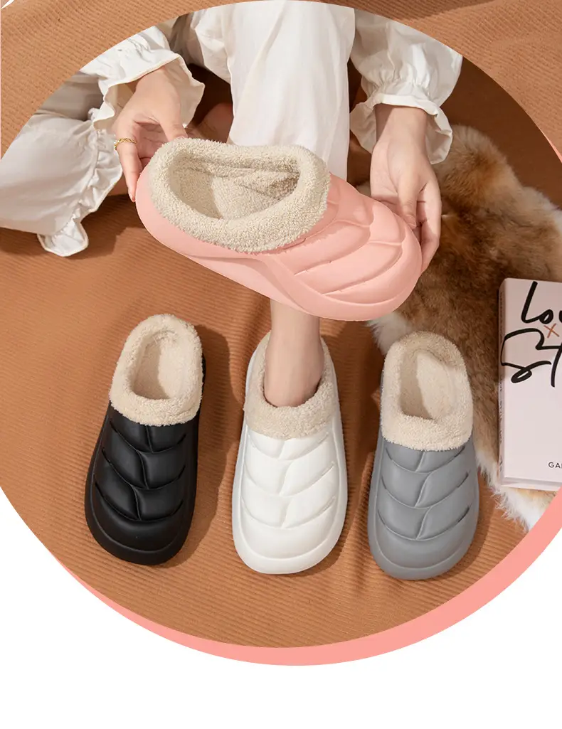 Cotton Slippers Men's Winter fleece-lined Warm Cotton Shoes Home Outdoor Two-Wear Waterproof Removeable Wool Slippers for Couples Baotou Slippers — feature 17
