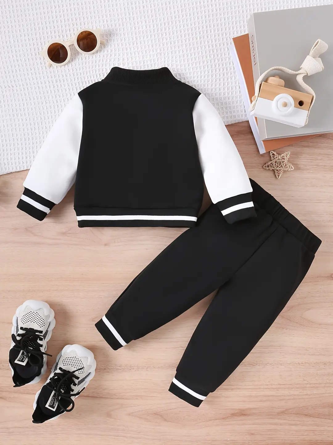 2024 Autumn Cross-border Special Stitching Embroidered Letter Baseball Suit Jacket Casual Trousers Baby Two-piece Set