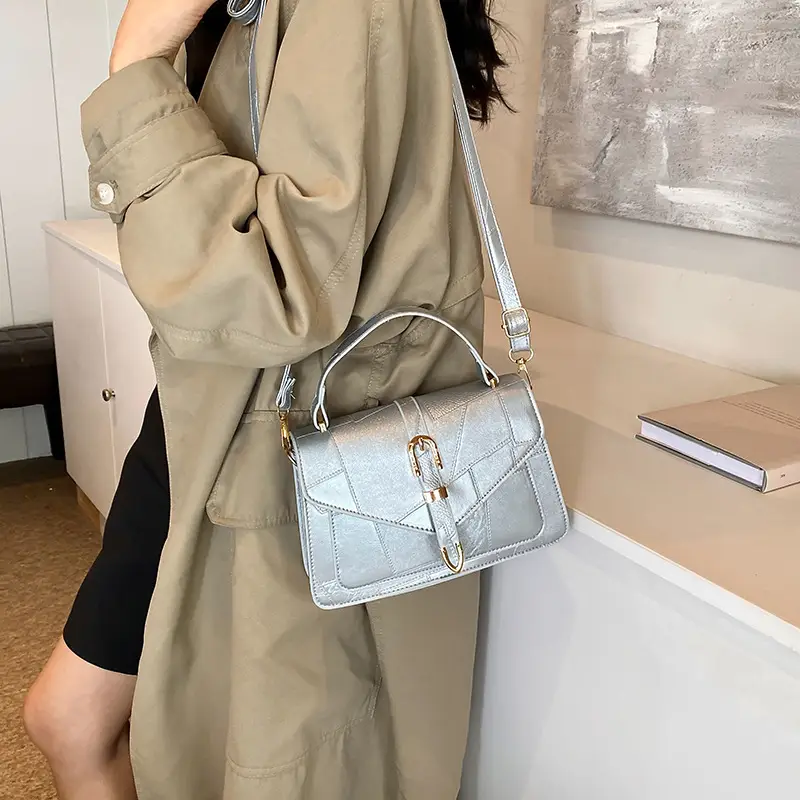 Silver Quilted Shoulder Bag for Women 2024 - Image 6