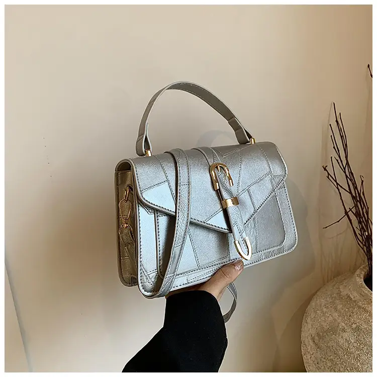 Silver Quilted Shoulder Bag for Women 2024 - Image 2