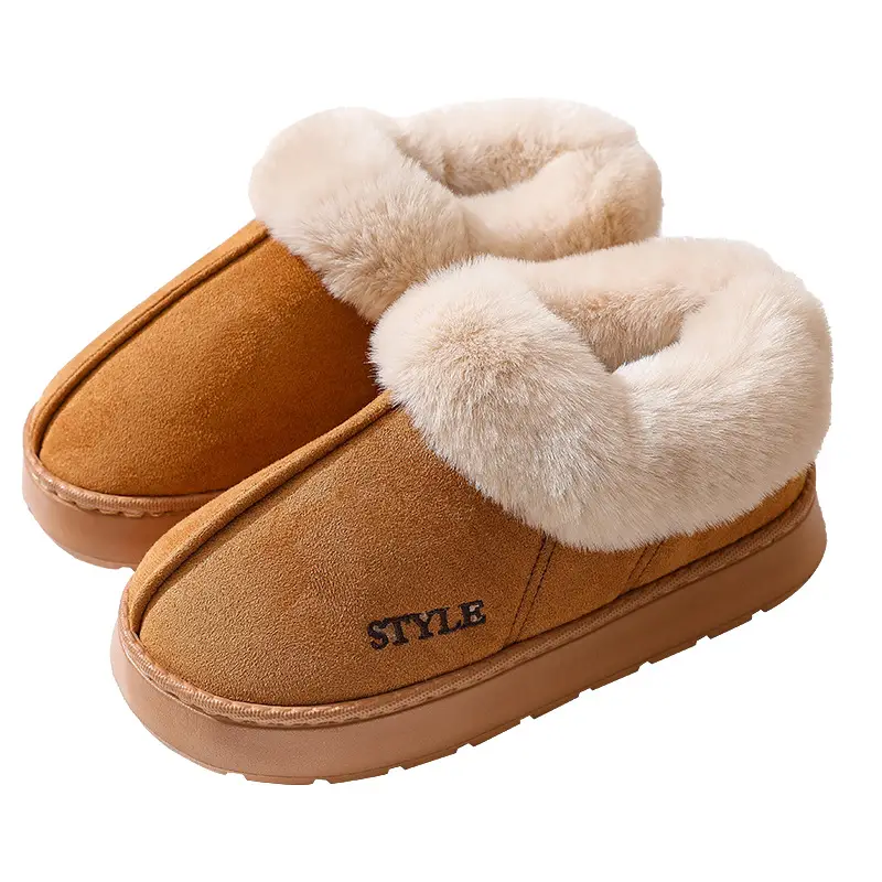 New Cross-Border Suede Cotton Shoes for Men and Women, Home Warm Fur-Lined Closed-Back Maternity Shoes, Eva Non-Slip Snow Boots - Image 10