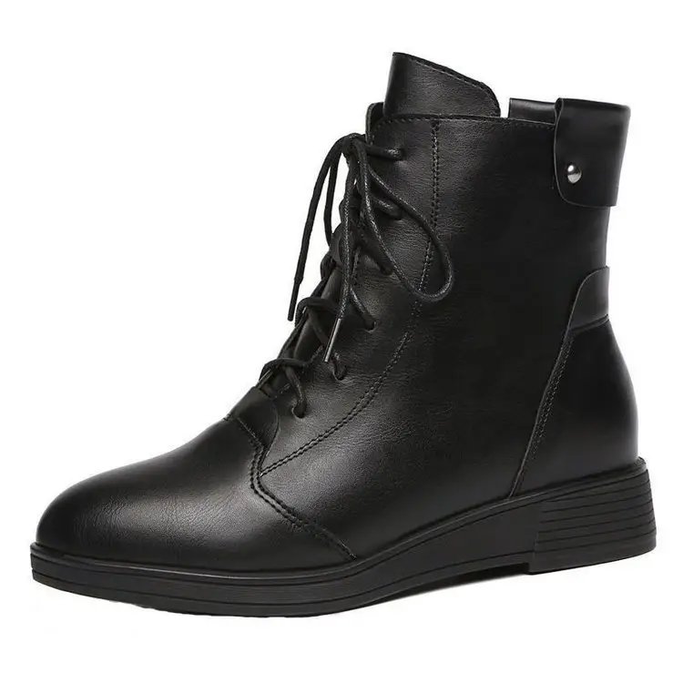 Women's Black Fleece-Lined Flat Boots 2024 - Image 7