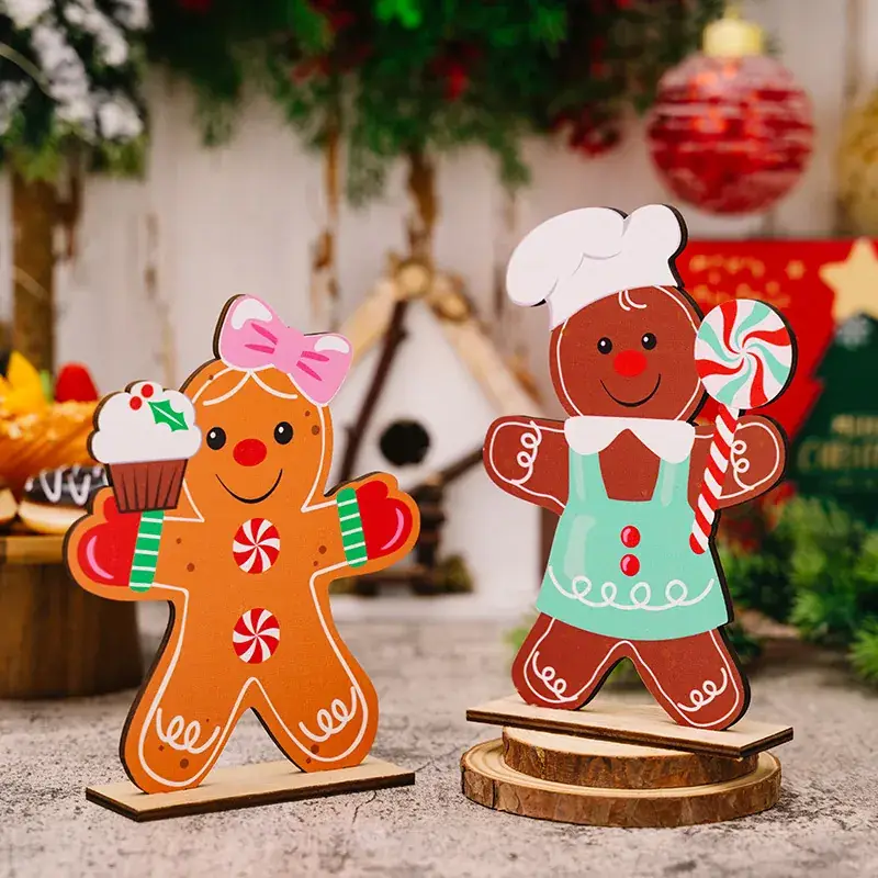 Gingerbread Man Christmas Decor Wooden Ornaments - Image 4