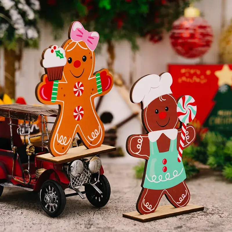 Gingerbread Man Christmas Decor Wooden Ornaments - Image 6