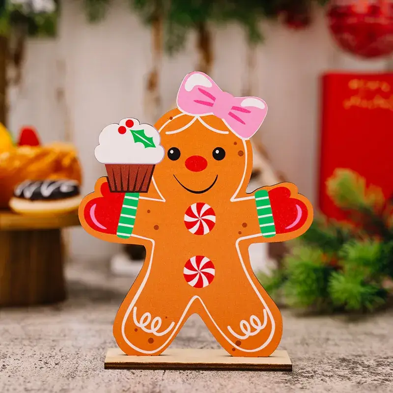 Gingerbread Man Christmas Decor Wooden Ornaments - Image 2