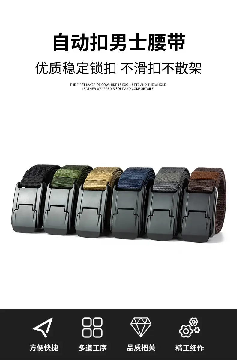 Men's Nylon Tactical Belt Quick-Release Buckle Green — feature 1