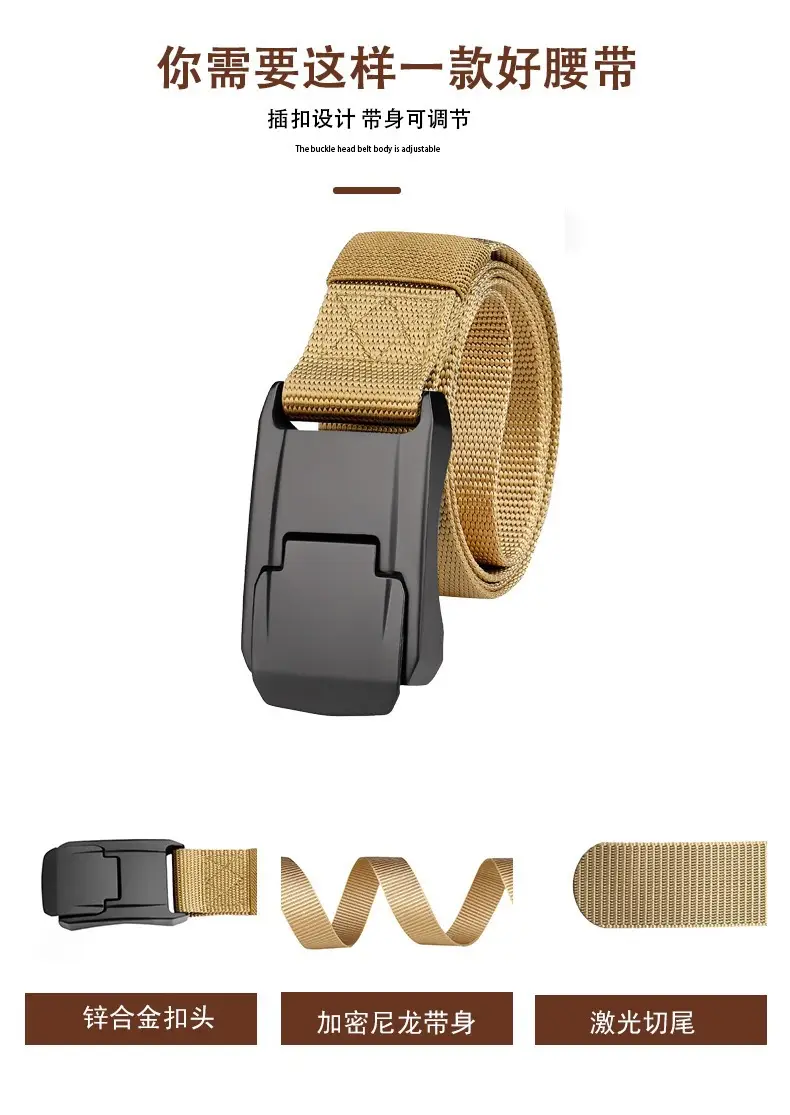 Men's Nylon Tactical Belt Quick-Release Buckle Green — feature 15