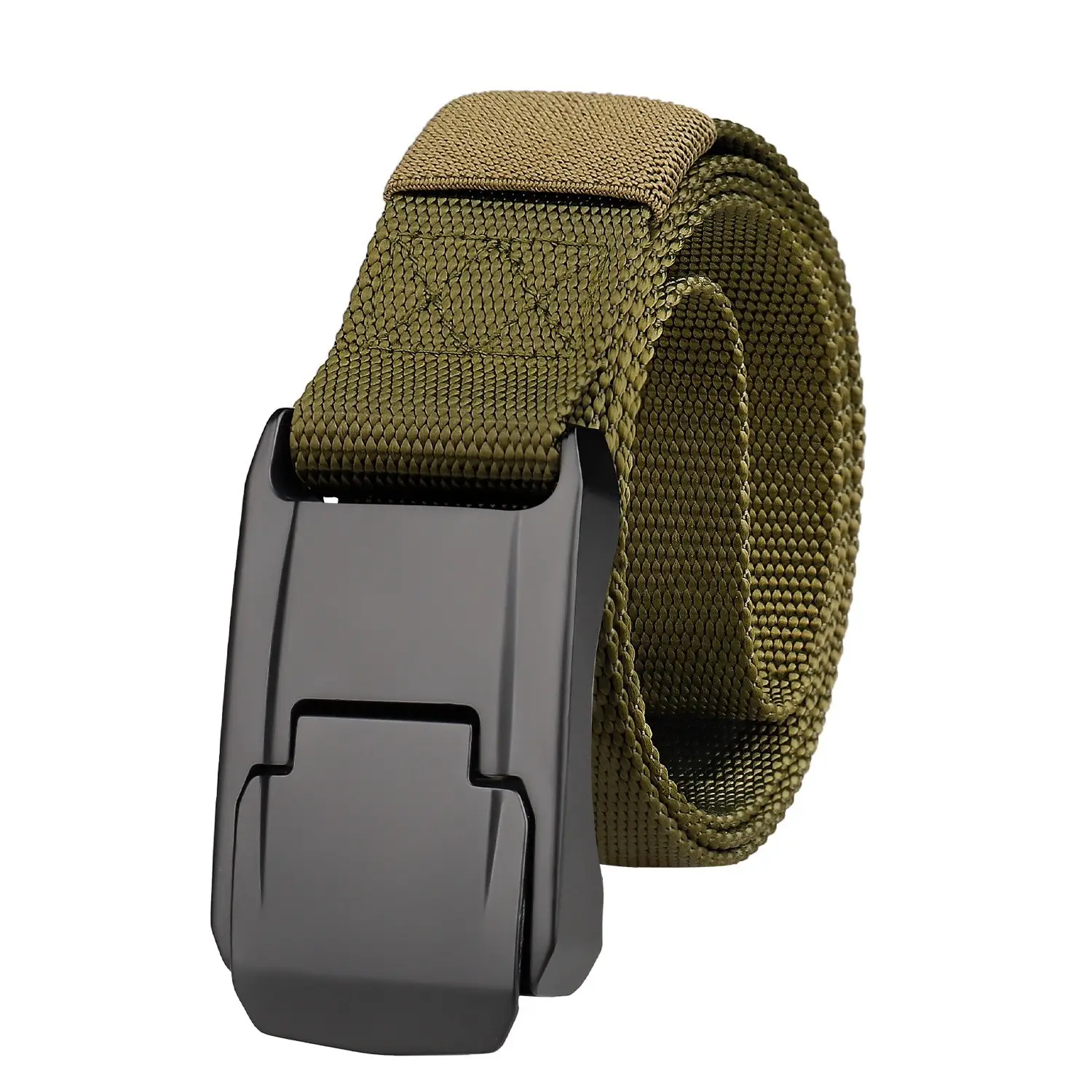 Men's Nylon Tactical Belt Quick-Release Buckle Green - Image 3
