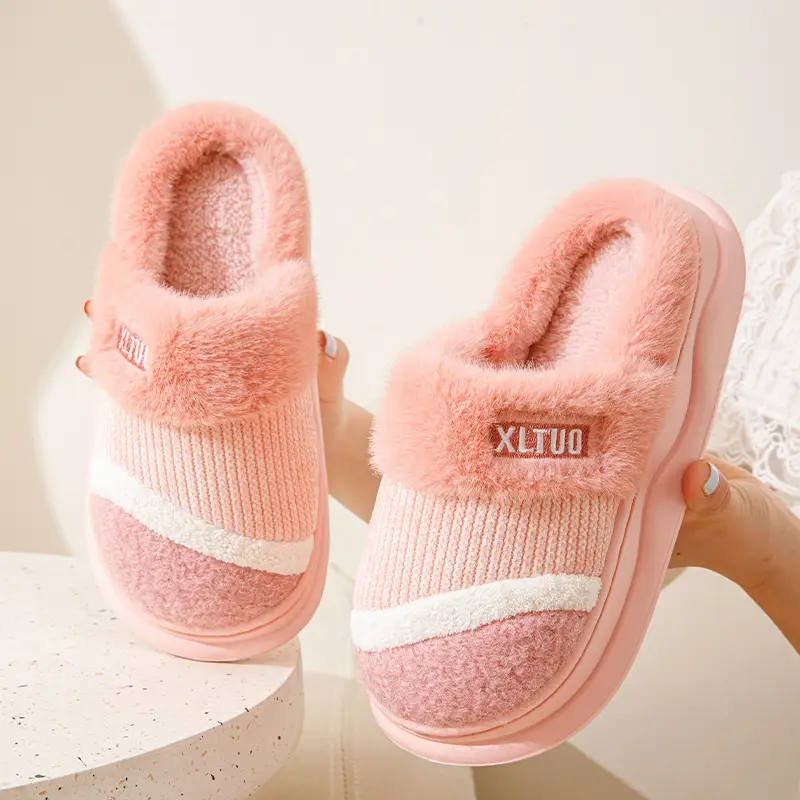 New Mao Mao slippers women's winter home non-slip thick bottom fleece-lined warm Mao plush cotton slippers men's cotton shoes - Image 7