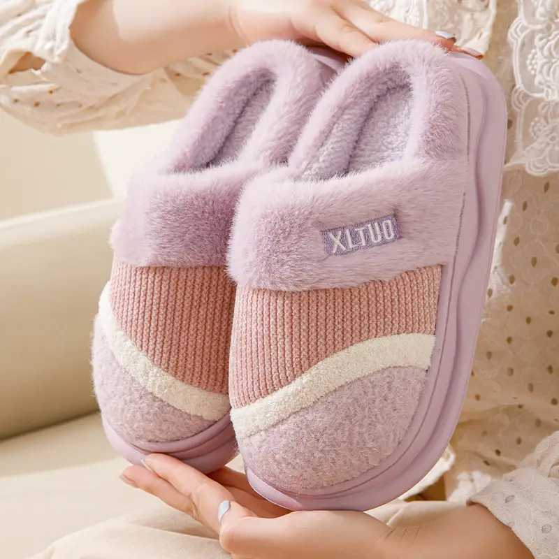 New Mao Mao slippers women's winter home non-slip thick bottom fleece-lined warm Mao plush cotton slippers men's cotton shoes - Image 8