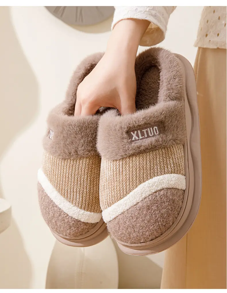 New Mao Mao slippers women's winter home non-slip thick bottom fleece-lined warm Mao plush cotton slippers men's cotton shoes — feature 17