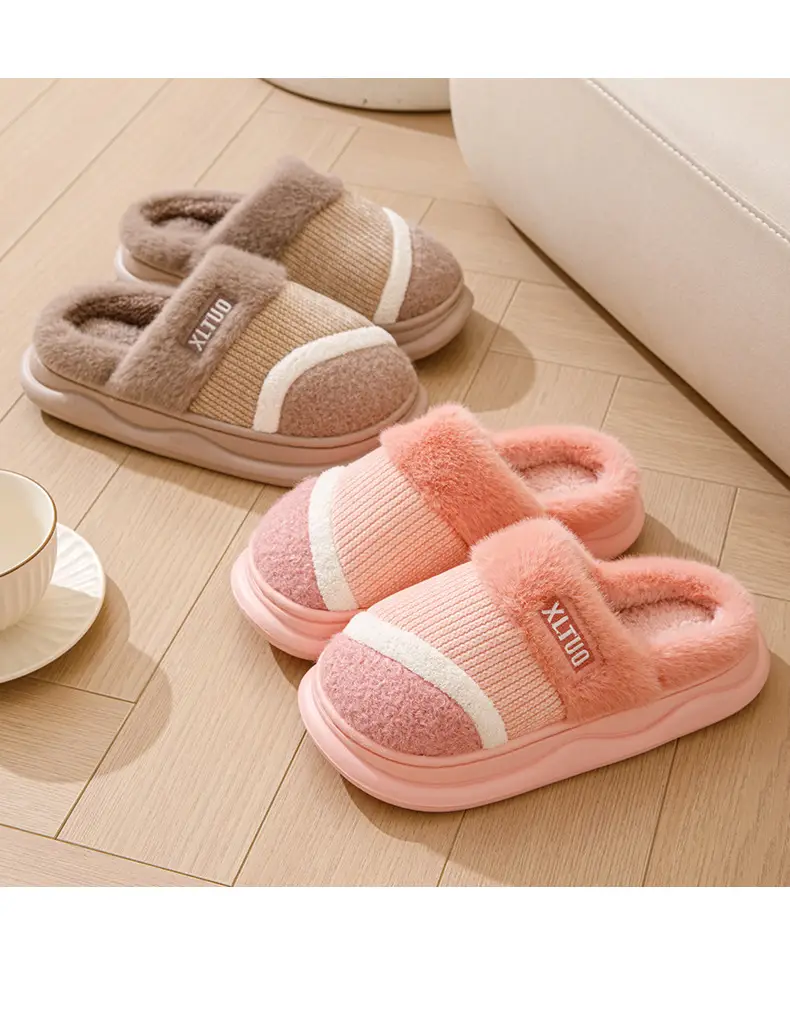 New Mao Mao slippers women's winter home non-slip thick bottom fleece-lined warm Mao plush cotton slippers men's cotton shoes — feature 20