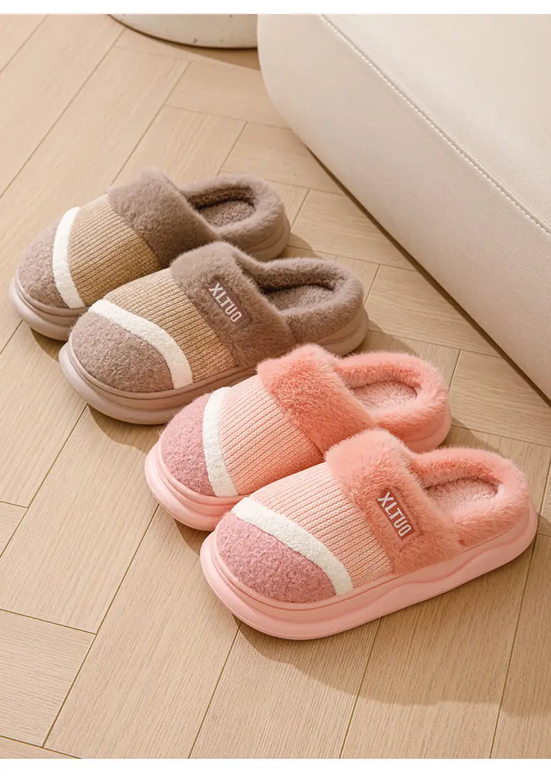 New Mao Mao slippers women's winter home non-slip thick bottom fleece-lined warm Mao plush cotton slippers men's cotton shoes — feature 4