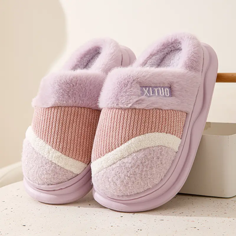 New Mao Mao slippers women's winter home non-slip thick bottom fleece-lined warm Mao plush cotton slippers men's cotton shoes - Image 4