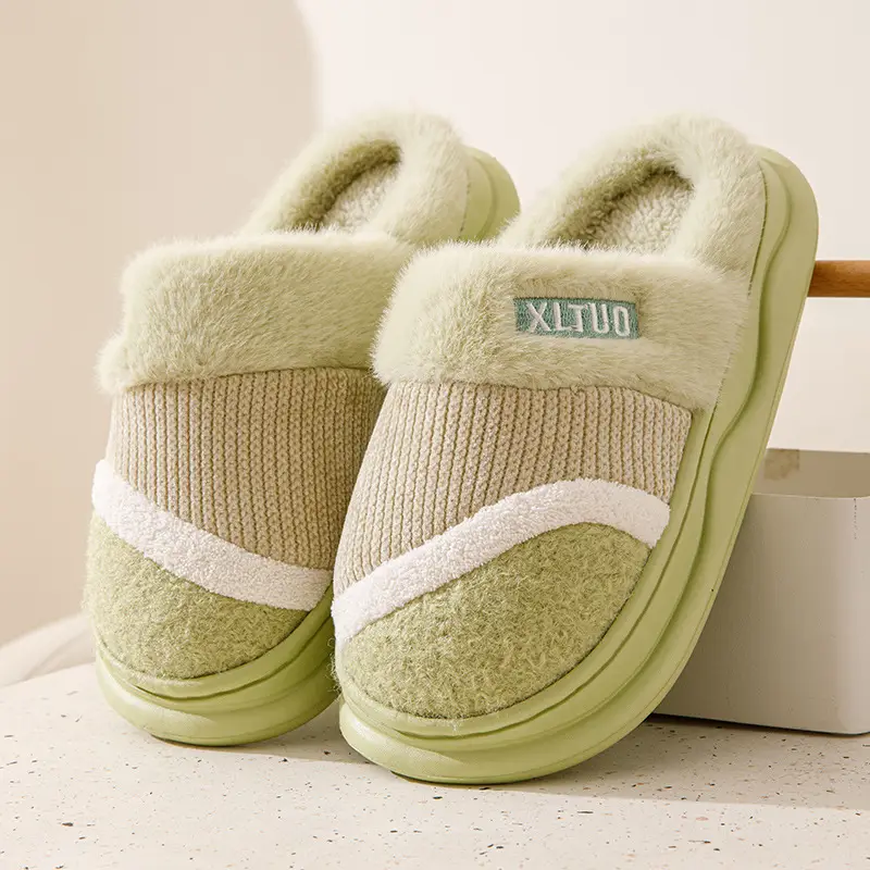 New Mao Mao slippers women's winter home non-slip thick bottom fleece-lined warm Mao plush cotton slippers men's cotton shoes - Image 5