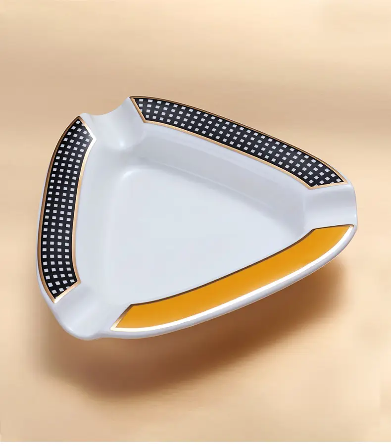 Cigar Ashtray, Ceramic, Large Diameter, 3-Slot, European-Style Living Room Decoration, Gift Box, Cuban Ashtray — feature 11