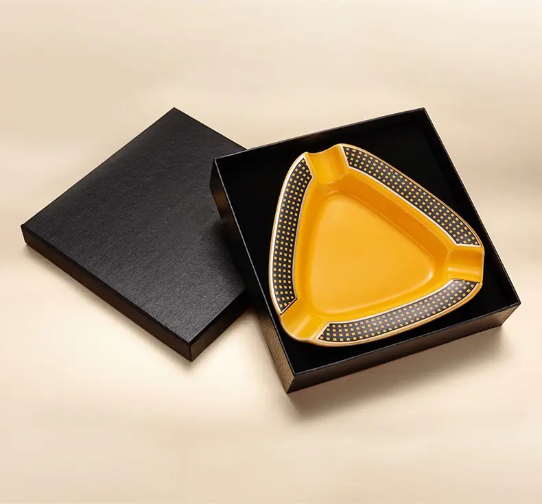 Cigar Ashtray, Ceramic, Large Diameter, 3-Slot, European-Style Living Room Decoration, Gift Box, Cuban Ashtray — feature 13