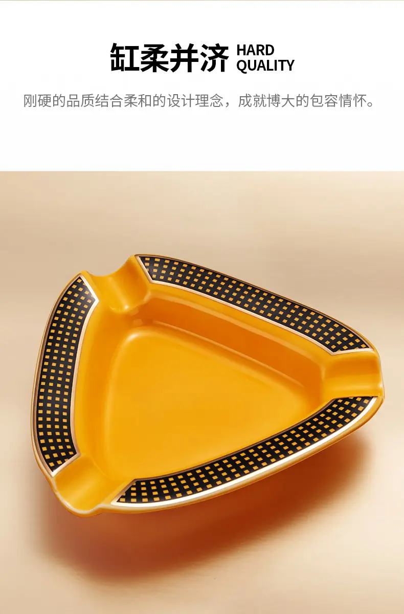 Cigar Ashtray, Ceramic, Large Diameter, 3-Slot, European-Style Living Room Decoration, Gift Box, Cuban Ashtray — feature 6