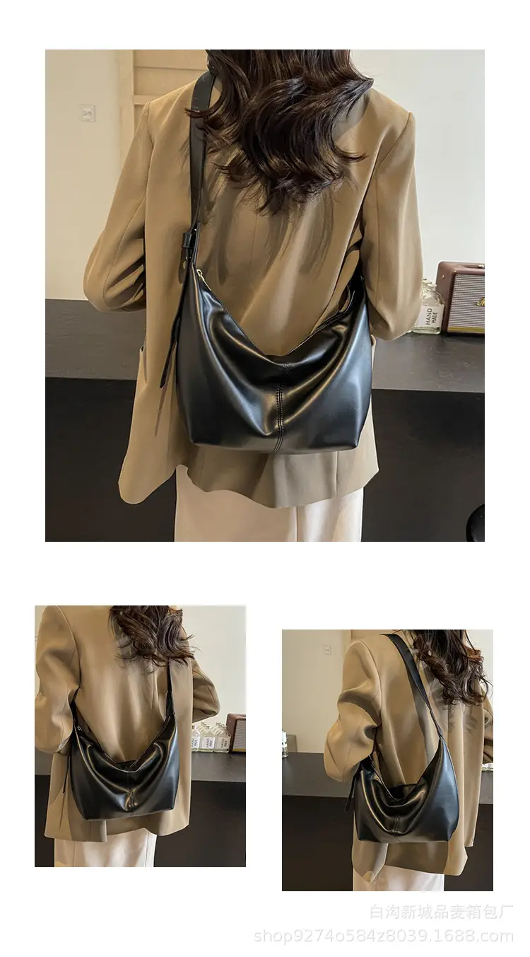 Large Capacity Brown Leather Shoulder Bag for Commuting — feature 12