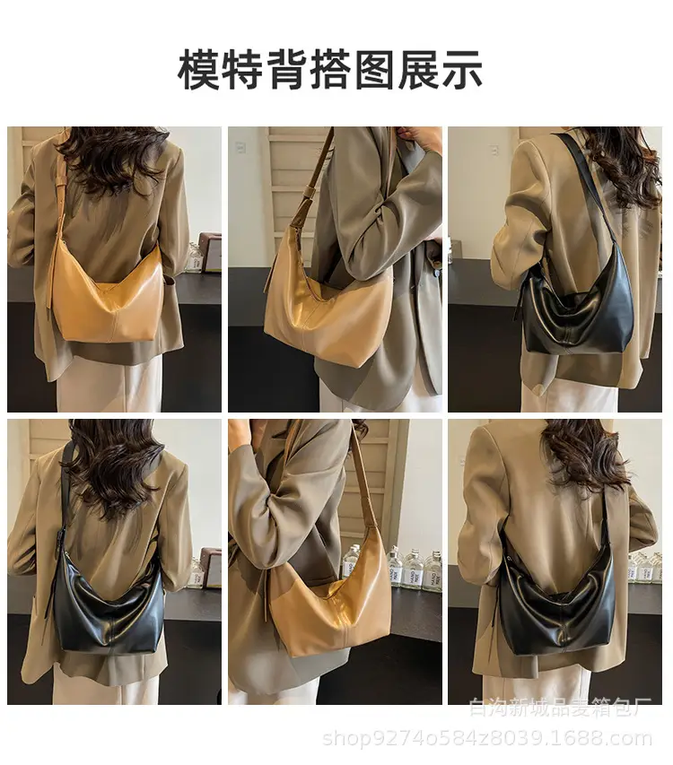Large Capacity Brown Leather Shoulder Bag for Commuting — feature 8