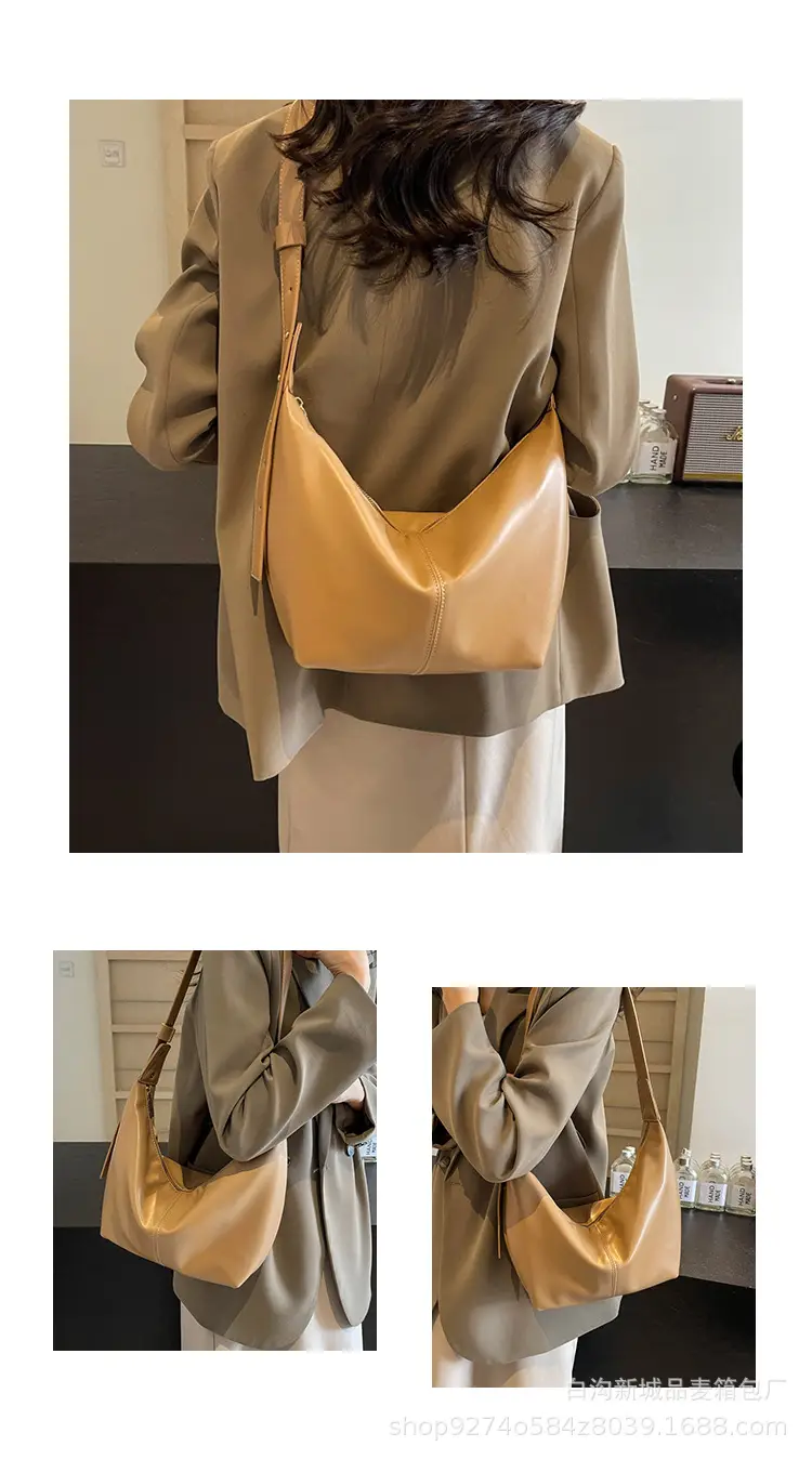 Large Capacity Brown Leather Shoulder Bag for Commuting — feature 9