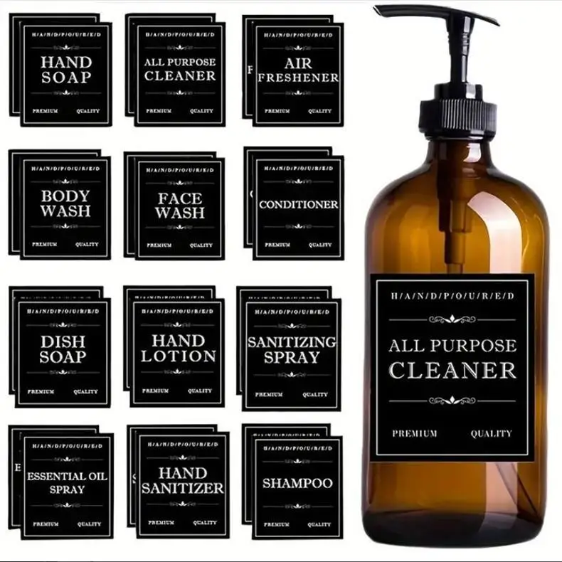 12 Shampoo Body Soap Bottle Waterproof Stickers Body Cleaner Sub-packaging Bottle Label Stickers — feature 2