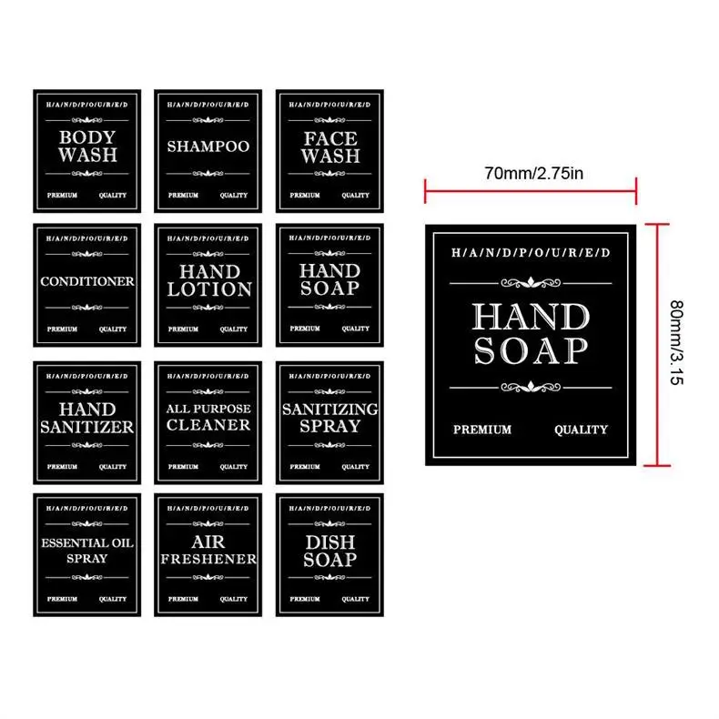 12 Shampoo Body Soap Bottle Waterproof Stickers Body Cleaner Sub-packaging Bottle Label Stickers — feature 3
