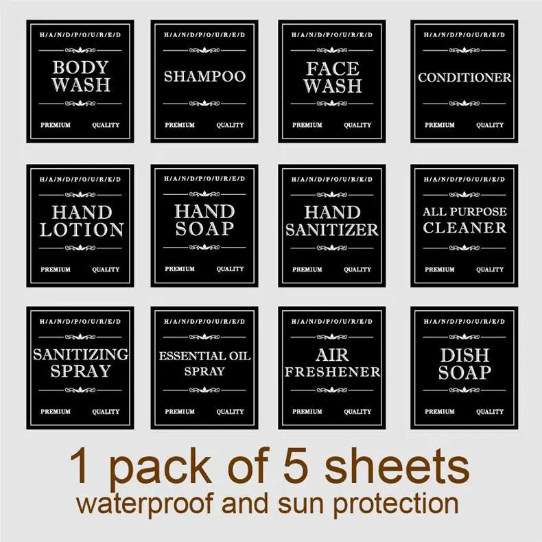 12 Shampoo Body Soap Bottle Waterproof Stickers Body Cleaner Sub-packaging Bottle Label Stickers — feature 5