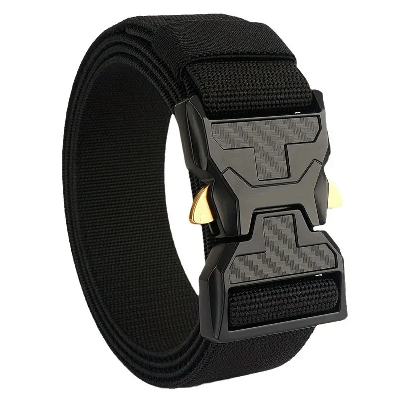 Men's Green Tactical Belt with Gold Buckle