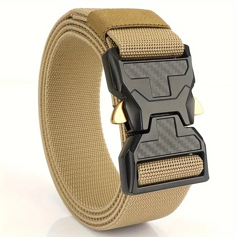 Men's Green Tactical Belt with Gold Buckle