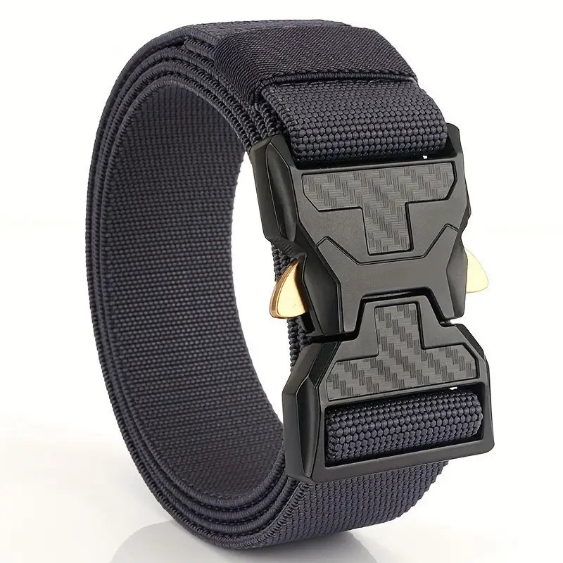Men's Green Tactical Belt with Gold Buckle