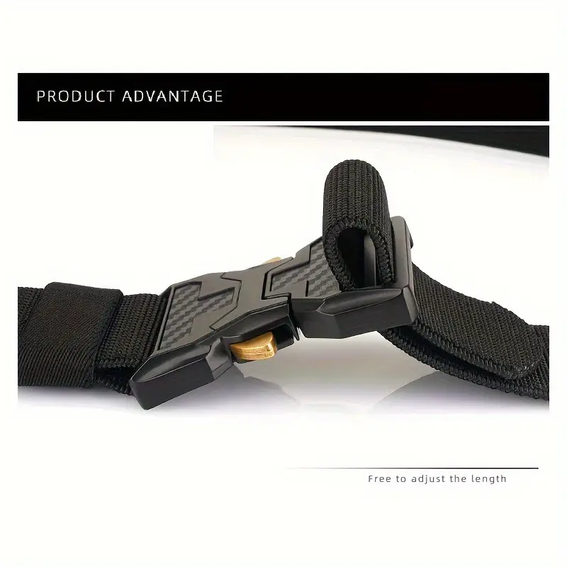 Men's Green Tactical Belt with Gold Buckle — feature 11