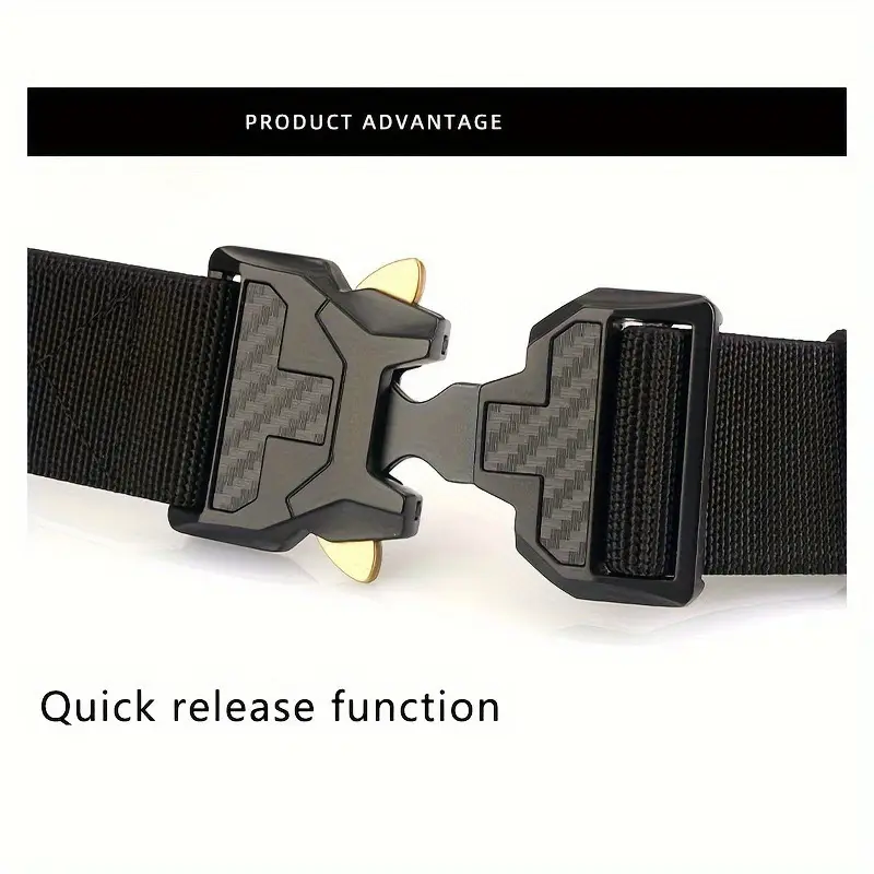 Men's Green Tactical Belt with Gold Buckle — feature 12