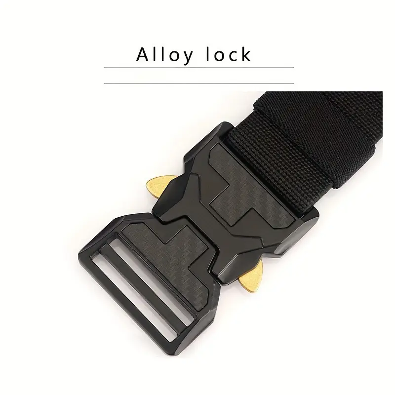 Men's Green Tactical Belt with Gold Buckle — feature 13