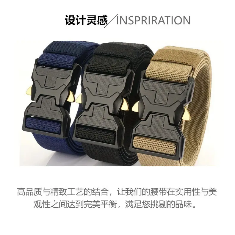 Men's Green Tactical Belt with Gold Buckle — feature 17
