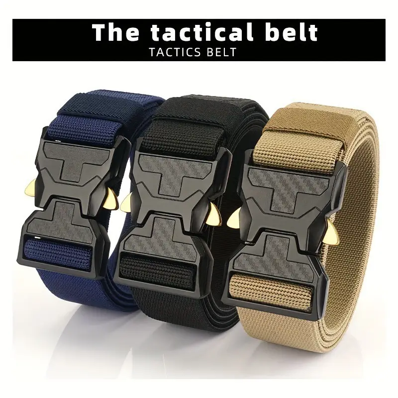 Men's Green Tactical Belt with Gold Buckle — feature 2