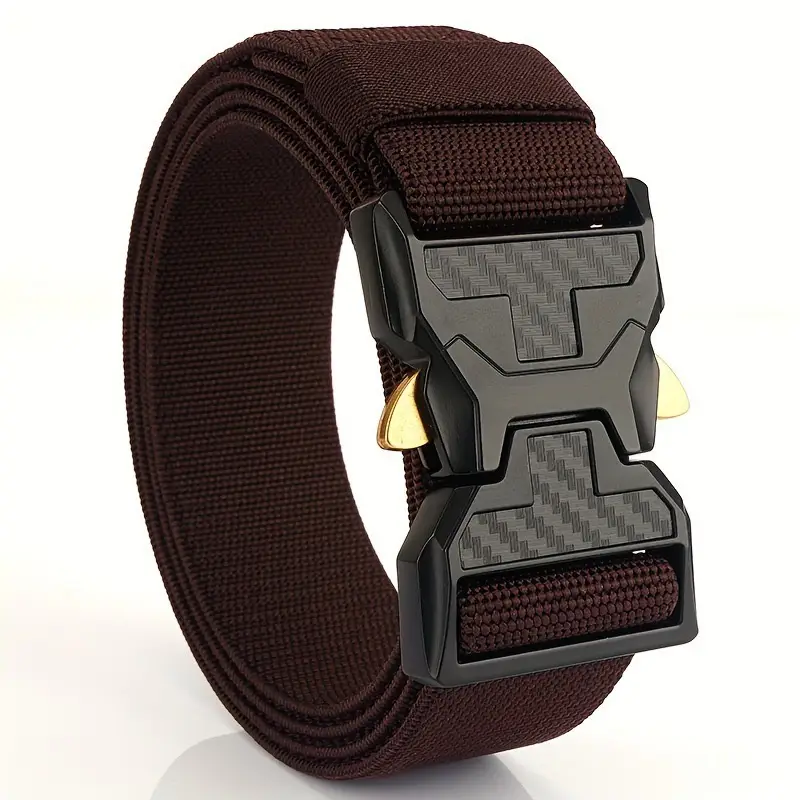 Men's Green Tactical Belt with Gold Buckle