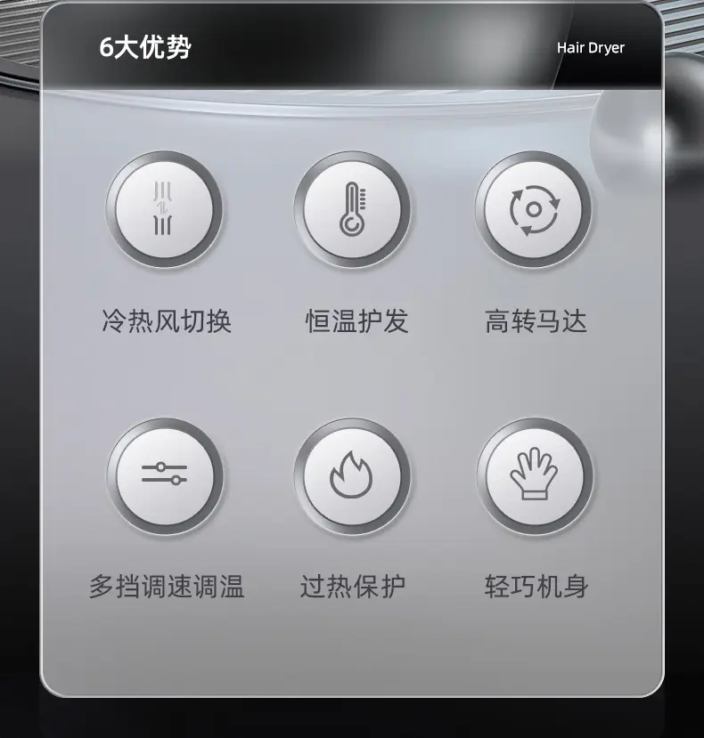 Huaqiang Hair Dryer 1200W Negative Ion Home Barber — feature 14