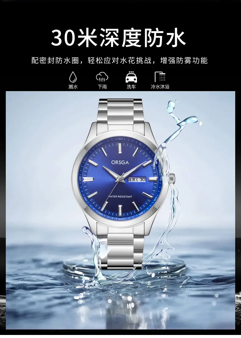 ORSGA Men's Silver Luminous Calendar Watch — feature 11