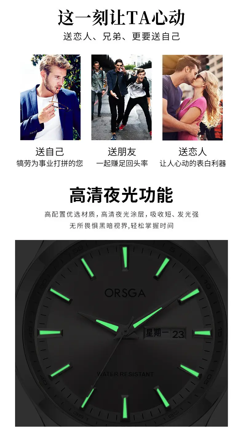 ORSGA Men's Silver Luminous Calendar Watch — feature 7