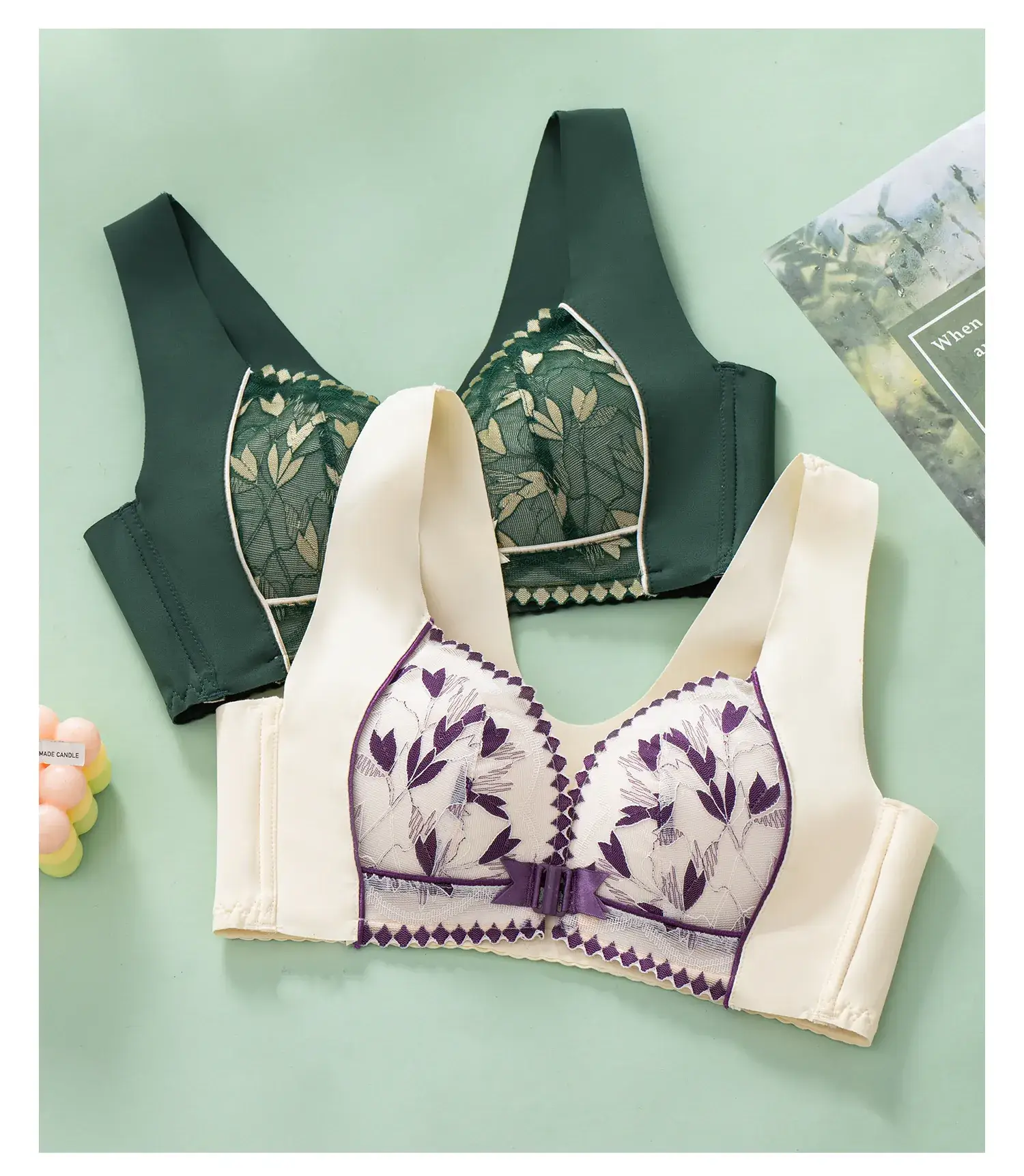 Traceless Lace Front Buckle Vest Underwear Women Small Chest Push Up — feature 15