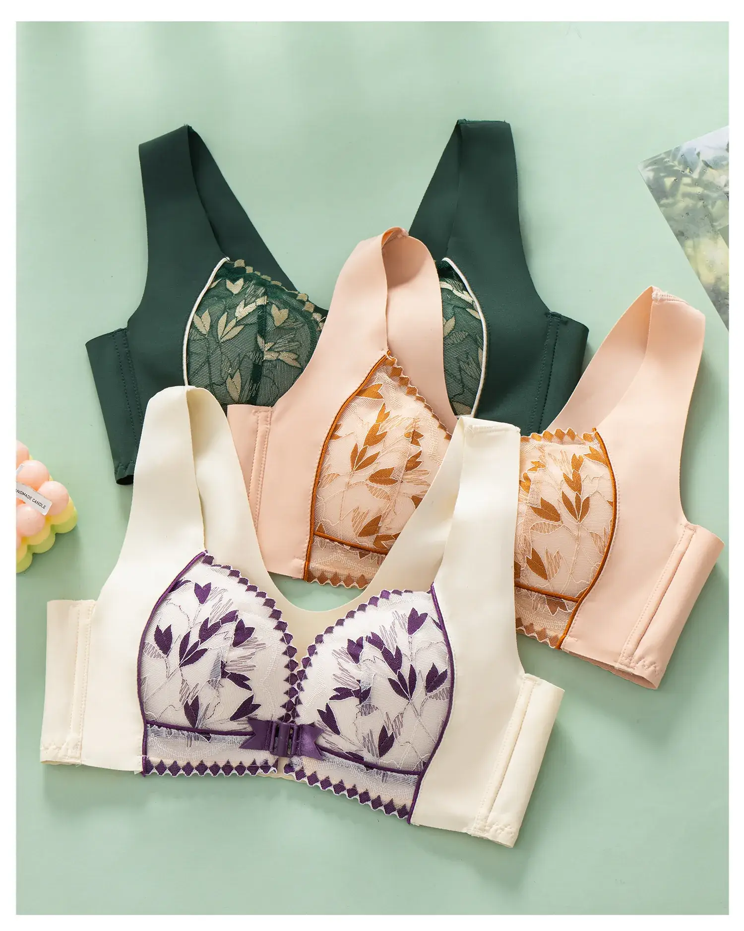 Traceless Lace Front Buckle Vest Underwear Women Small Chest Push Up — feature 19