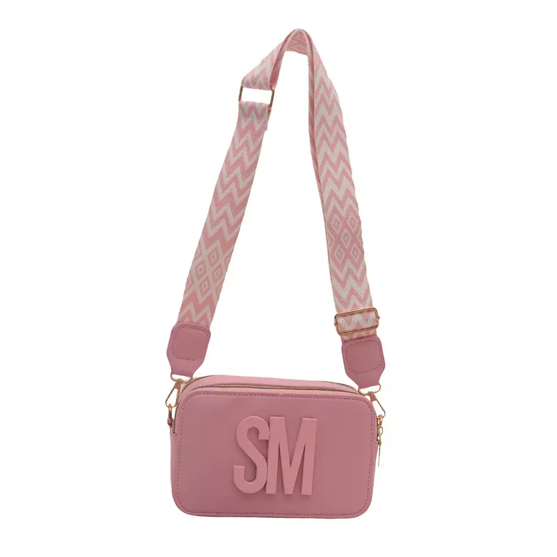 Women Letter Print Shoulder Bag with Zigzag Strap - Image 9