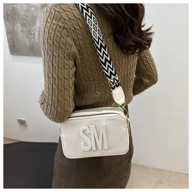 Women Letter Print Shoulder Bag with Zigzag Strap — feature 11