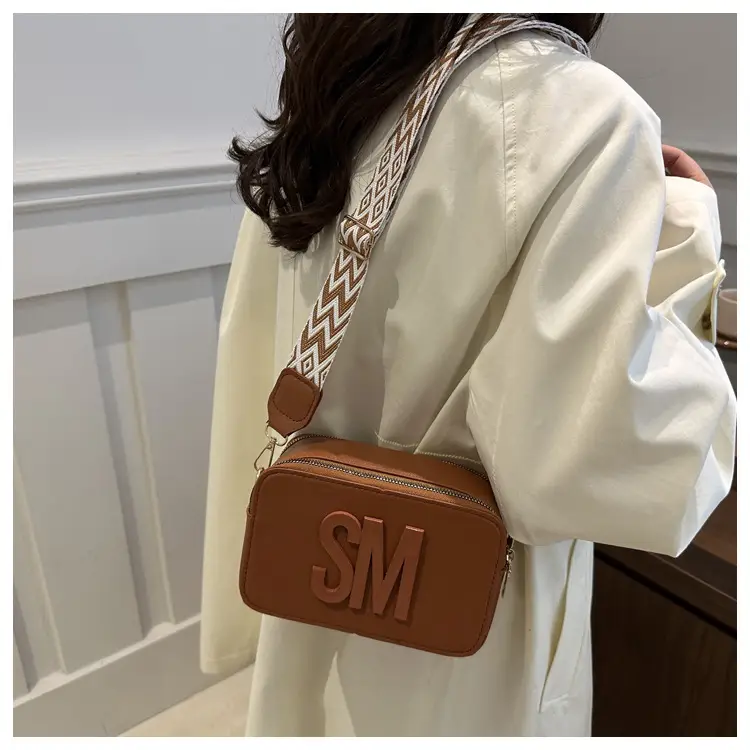 Women Letter Print Shoulder Bag with Zigzag Strap — feature 13