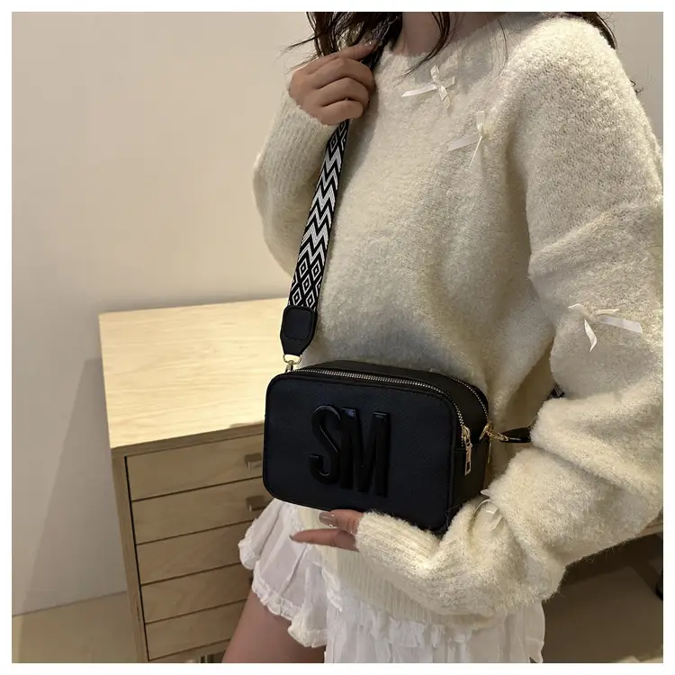 Women Letter Print Shoulder Bag with Zigzag Strap — feature 16