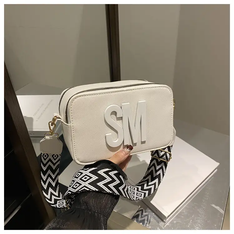 Women Letter Print Shoulder Bag with Zigzag Strap — feature 17