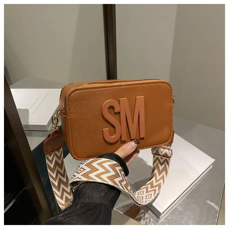Women Letter Print Shoulder Bag with Zigzag Strap — feature 18