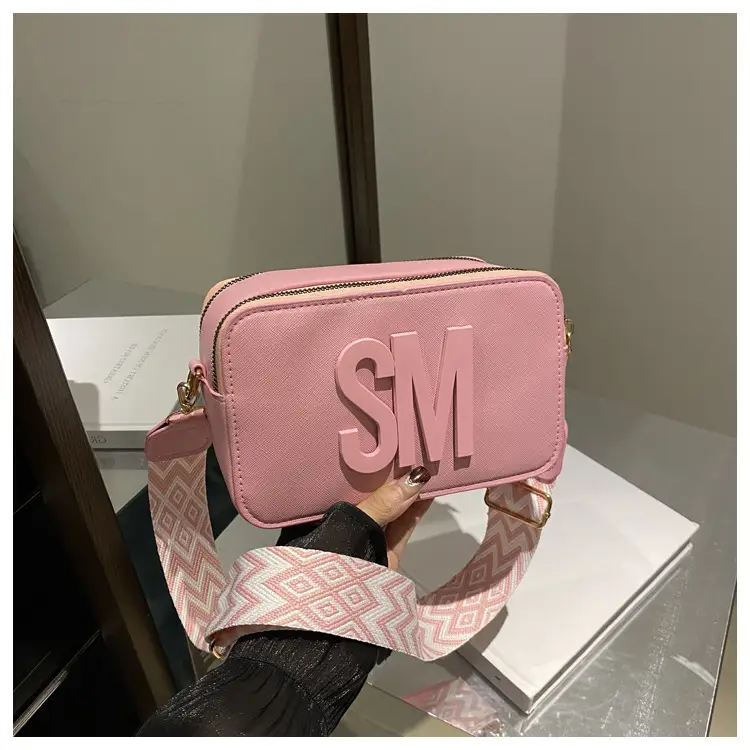 Women Letter Print Shoulder Bag with Zigzag Strap — feature 19